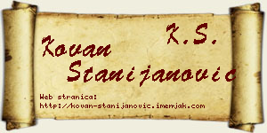 Kovan Stanijanović vizit kartica